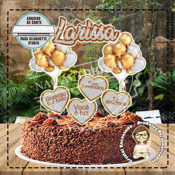 Topo de Bolo Gratidao Dourado e Prata - 0972 Arquivo Digital