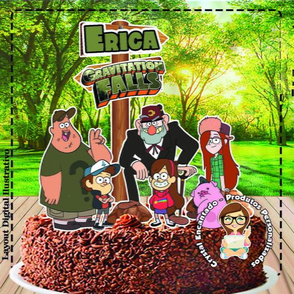 Topo de Bolo Gravity Falls 3 - Ref 0976 Arquivo Digital