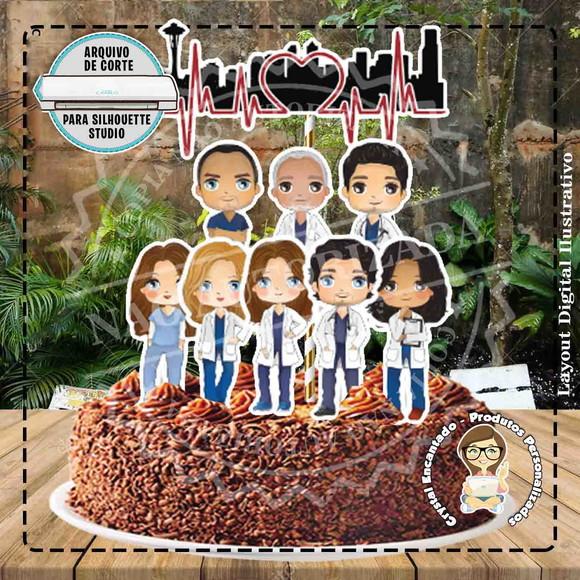 Topo de Bolo Greys Anatomy 01 - Ref 0978 Arquivo Digital