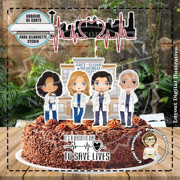 Topo de Bolo Greys Anatomy 02 - Ref 0979 Arquivo Digital