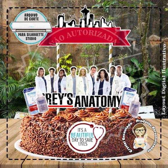 Topo de Bolo Greys Anatomy 04 - Ref 0981 Arquivo Digital
