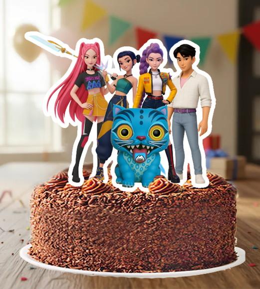 Topo de Bolo Guerreiras do Kpop e Saja Boys 6605 Arq Digital