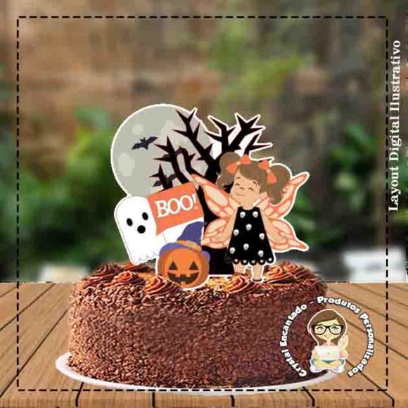 Topo De Bolo Halloween Ref 3902 - Arquivo Digital
