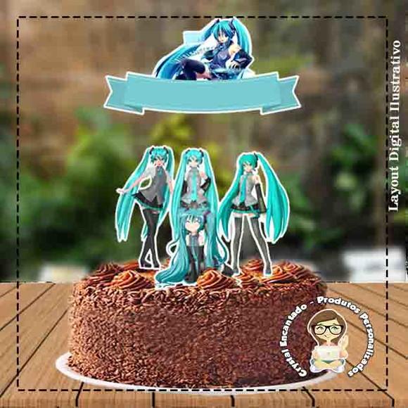 Topo de Bolo Hatsune Miku - Ref 3808 Arquivo Digital