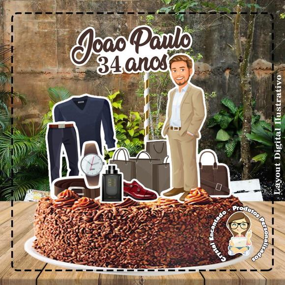 Topo De Bolo Homem Estiloso Ref 1648 - Arquivo Digital