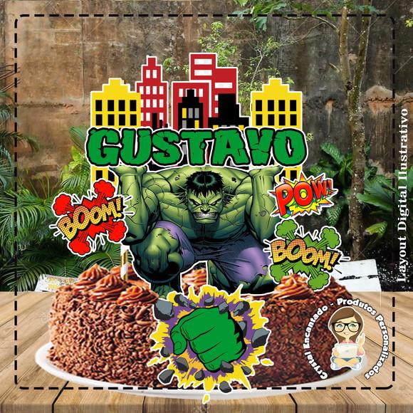 Topo de Bolo Hulk 02 - Ref 1840 Arquivo Digital
