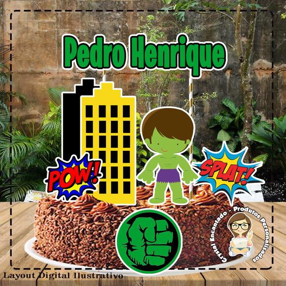 Topo de Bolo Hulk Cute - Ref 1837 Arquivo Digital