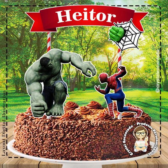 Topo de Bolo Hulk Homem Aranha 1167