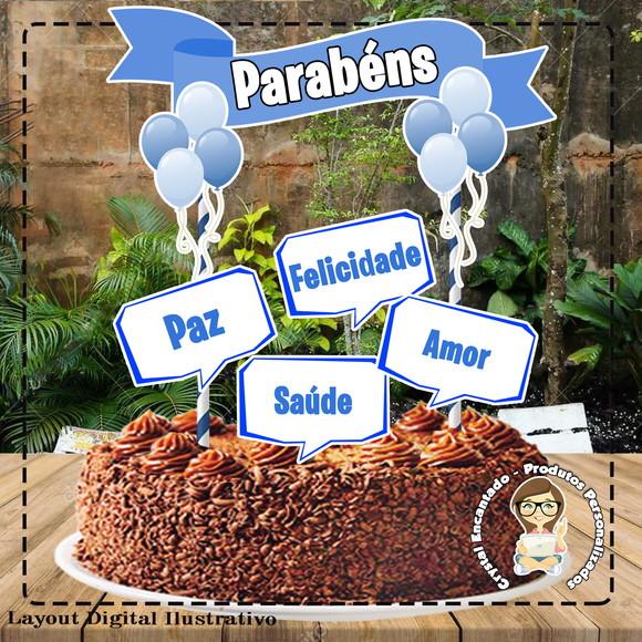 Topo de Bolo Idades Placas Azuis - Ref 0065 Arquivo Digital