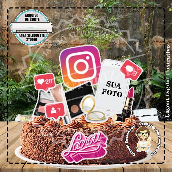 Topo de Bolo Instagram - Ref 1848 Arquivo Digital