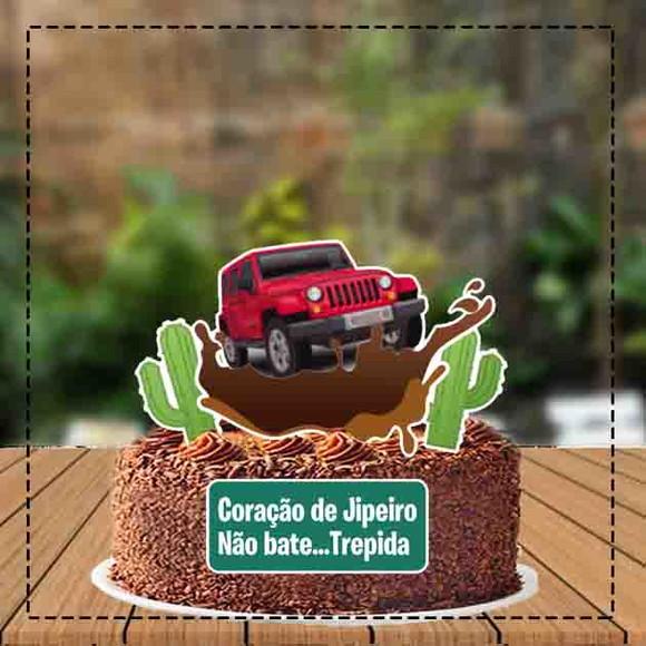 Topo de Bolo Jeep Vermelho - 3008 Arquivo Digital