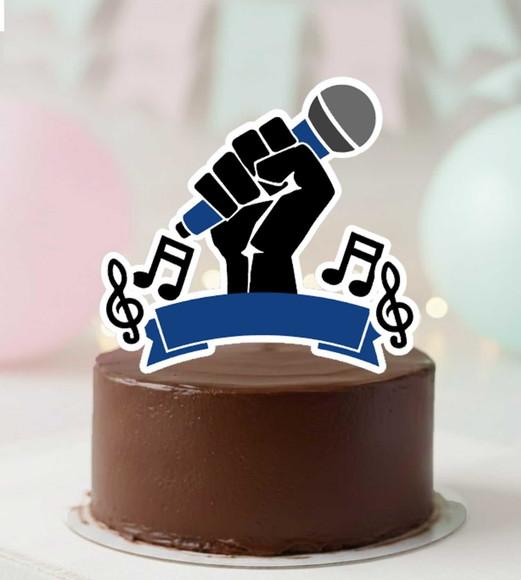 Topo de Bolo Karaoke Microfone - 7036 Arquivo Digital