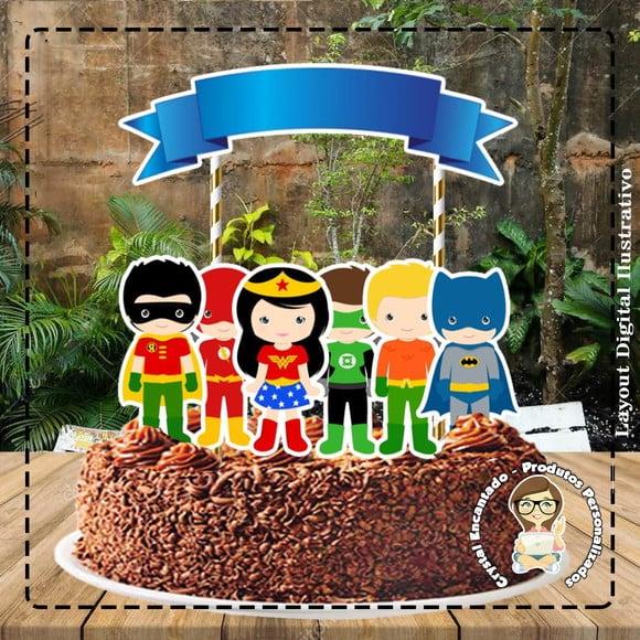 Topo de Bolo Liga da Justiça Cute - Ref 4275 Arquivo Digital