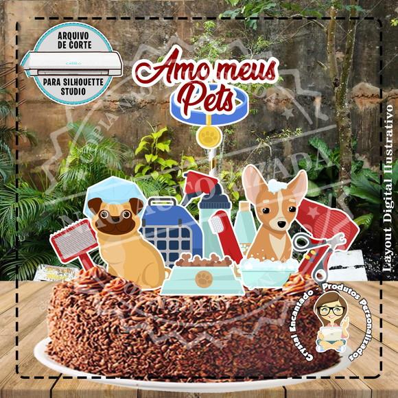 Topo de Bolo Love Pets - Ref 0374 Arquivo Digital