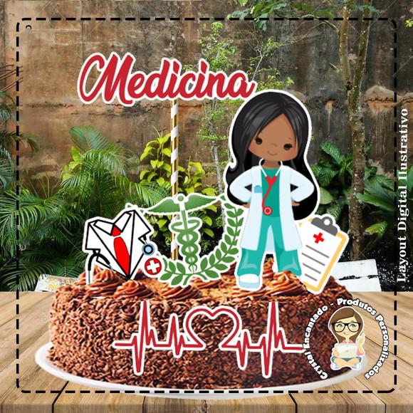 Topo de Bolo Medicina Morena - Ref 4376 Arquivo Digital