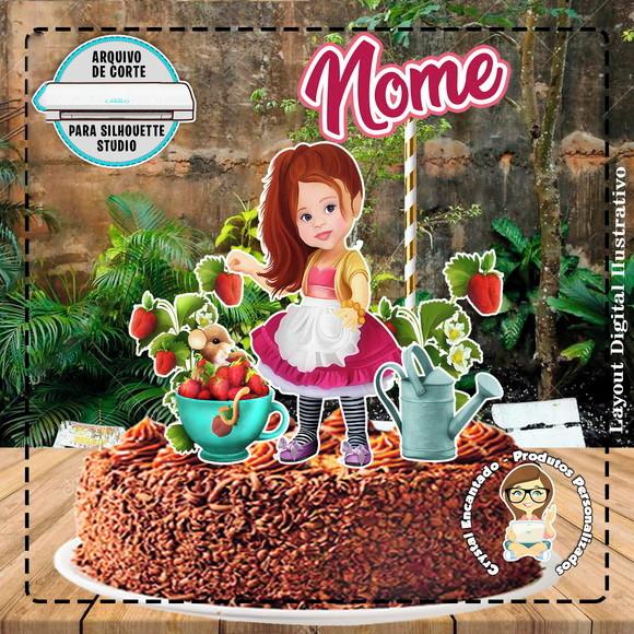 TOPO DE BOLO MENINA MORANGO - REF 2670 ARQUIVO DIGITAL