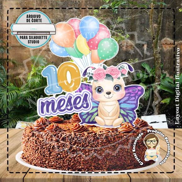 Topo de Bolo Mesversario Bichinhos Ref 4422 Arquivo Digital