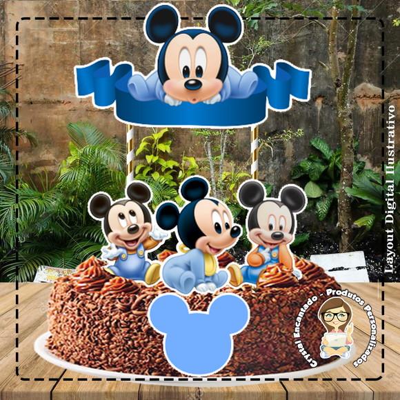 Topo de Bolo Mickey Baby - Ref 4394 Arquivo Digital