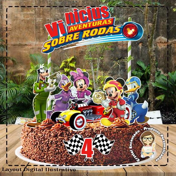 Topo de Bolo Mickey Sobre Rodas - Ref 4399 Arquivo Digital