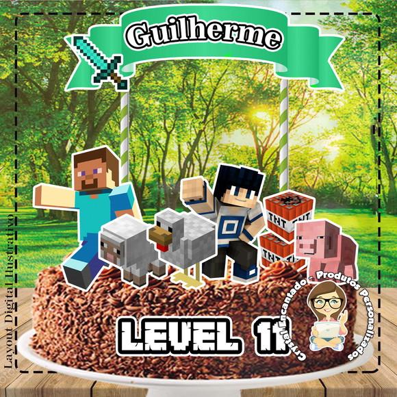 Topo de Bolo Minecraft - Ref 0500 Arquivo Digital