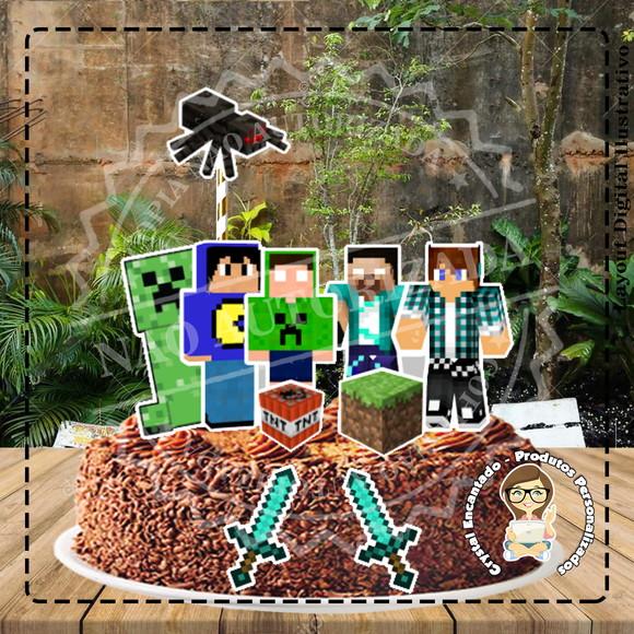 TOPO DE BOLO MINECRAFT - REF 2876 ARQUIVO DIGITAL