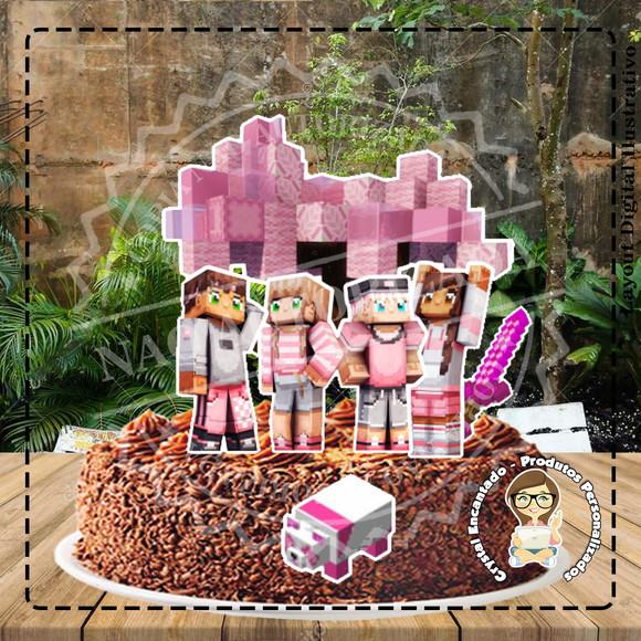 TOPO DE BOLO MINECRAFT MENINA - REF 2990 ARQUIVO DIGITAL