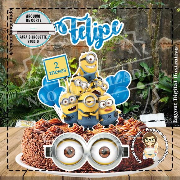 Topo de Bolo Minions - Ref 2652 - Arquivo Digital