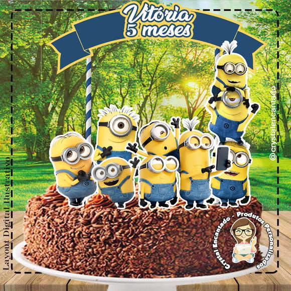 Topo de Bolo Minions - Ref 0566 Arquivo Digital