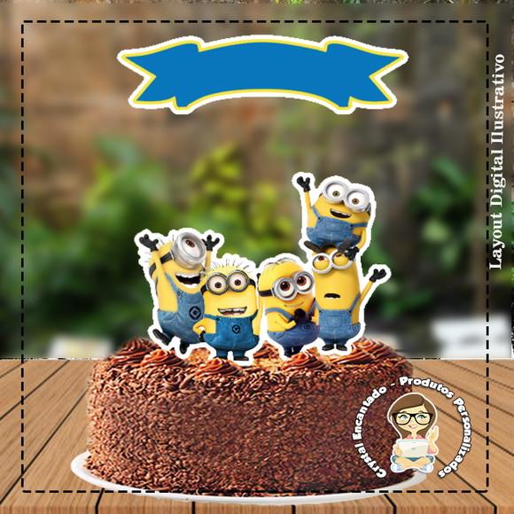 Topo de Bolo Minions - Ref 4137 Arquivo Digital