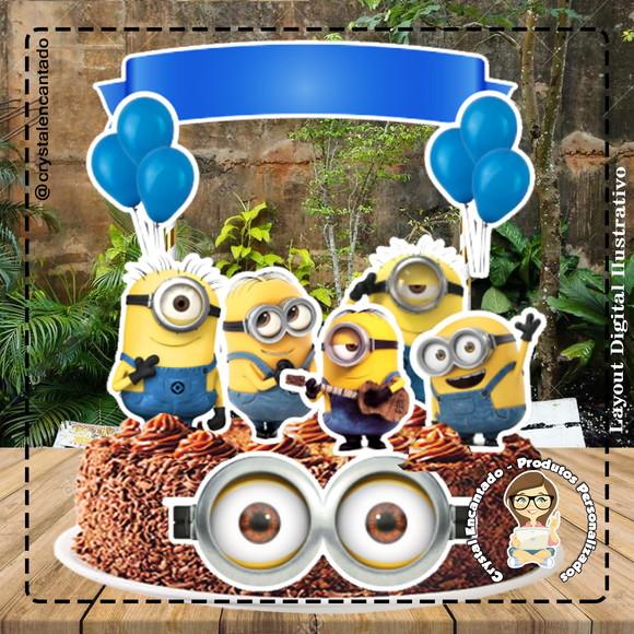 Topo de Bolo Minions 4069 Arquivo Digital
