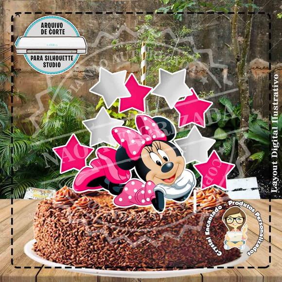 Topo de Bolo Minnie Pink - Ref 2247 Arquivo Digital
