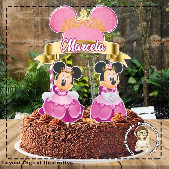 Topo de Bolo Minnie Princesa - Ref 4428 Arquivo Digital