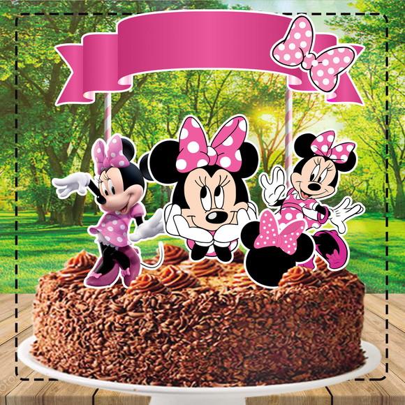 Topo de Bolo Minnie Rosa - Ref 4429 Arquivo Digital