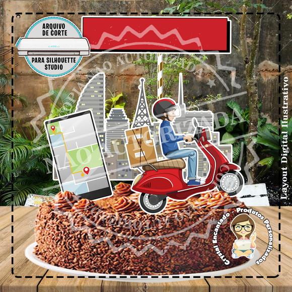 Topo de Bolo Motoboy - Ref 2301 Arquivo Digital