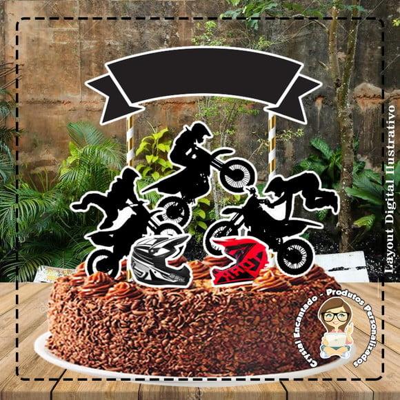 Topo de Bolo Motocross Silhoueta - Ref 4472 Arquivo Digital