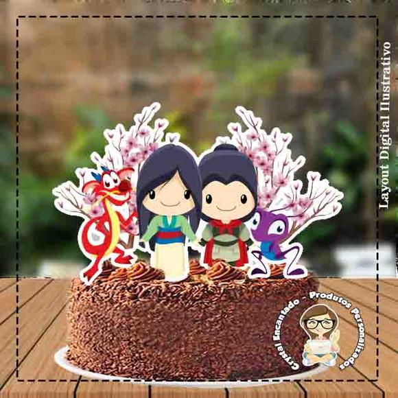 Topo de Bolo Mulan Menina - Ref 1551 Arquivo Digital