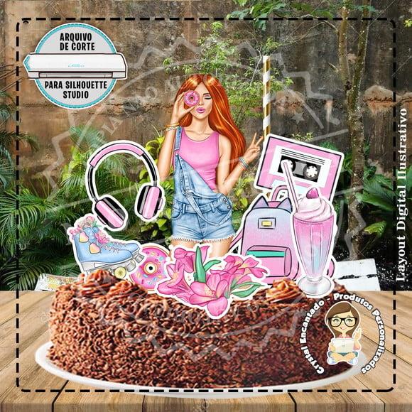 TOPO DE BOLO MULHER DONUTS 02 - REF 1321 ARQUIVO DIGITAL