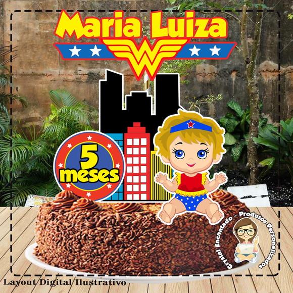 Topo de Bolo Mulher Maravilha Baby -ref 4491 Arquivo Digital