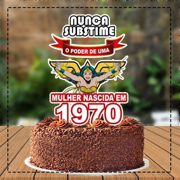 Topo de Bolo Mulher Maravilha Poder - 5652 Arquivo Digital