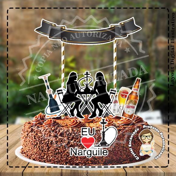 Topo de Bolo Narguile e Cerveja - 2820 Arquivo Digital