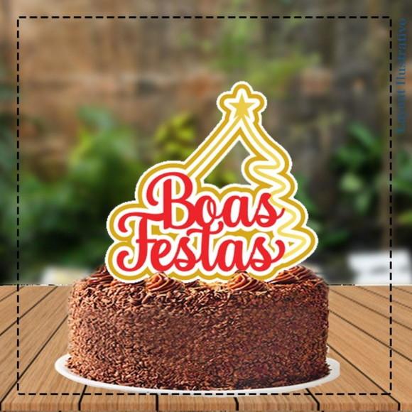 Topo de Bolo Natal Boas Festas Arvore - 5243 Arquivo Digital