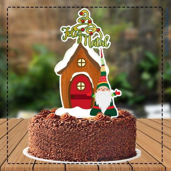 Topo de Bolo Natal Duende - Ref 5241 Arquivo Digital