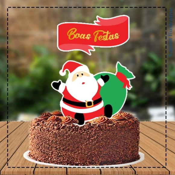 Topo de Bolo Natal Papai Noel - 5237 Arquivo Digital
