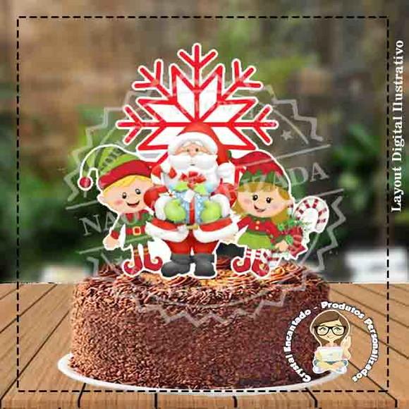 Topo de Bolo Natal Papai Noel - Ref 3233 Arquivo Digital