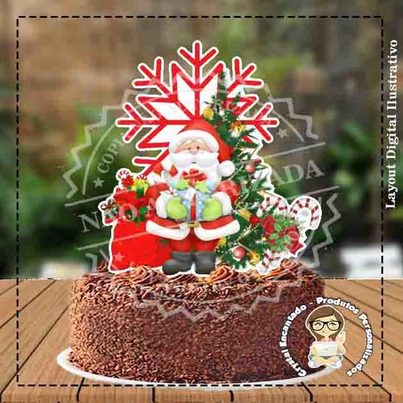 Topo de Bolo Natal Papai Noel - Ref 3235 Arquivo Digital