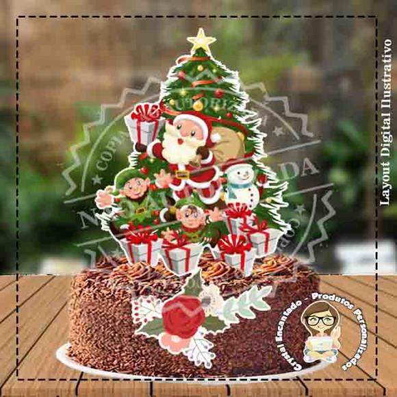 Topo de Bolo Natal Papai Noel - Ref 3239 Arquivo Digital