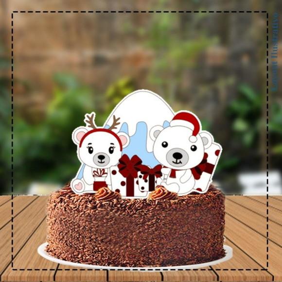 Topo de Bolo Natal Urso Polar - Ref 5331 Arquivo Digital