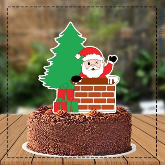 Topo de Bolo Noel na Chaminé - 5345 Arquivo Digital