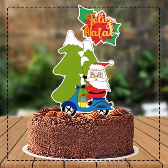 Topo de Bolo Noel de Moto - Ref 5347 Arquivo Digital