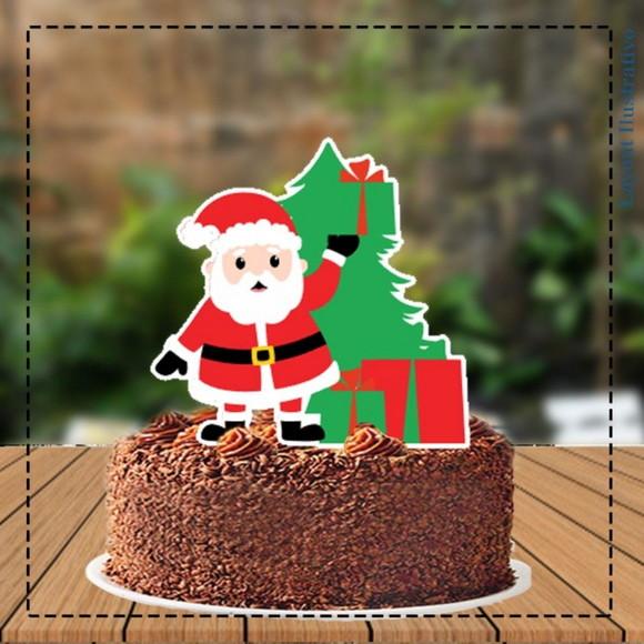 Topo de Bolo Noel Presente na Mão - 5346 Arquivo Digital